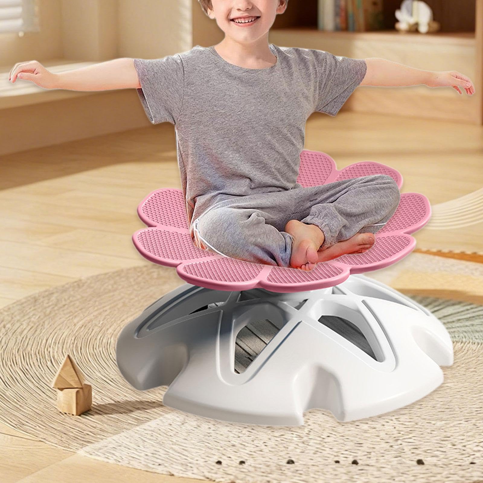 Drehstuhl für Kinder, Sensorischer Drehhocker, Aktivitätsspielzeugsitz Zur Förderung von Koordination Und Motorik, Geeignet für Jungen Und Mädchen, Sp, Rosa