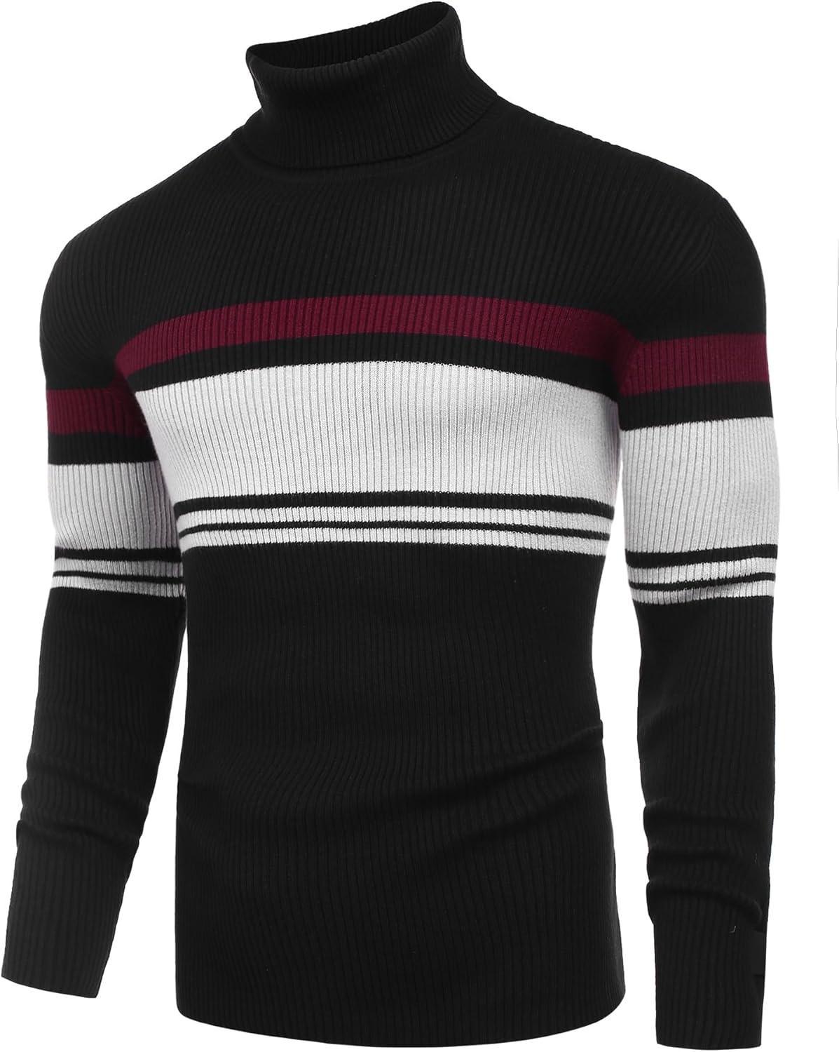 COOFANDY Mens Ribbed Slim Fit Knitted Pullover Casual Turtleneck Sweater - Image 2
