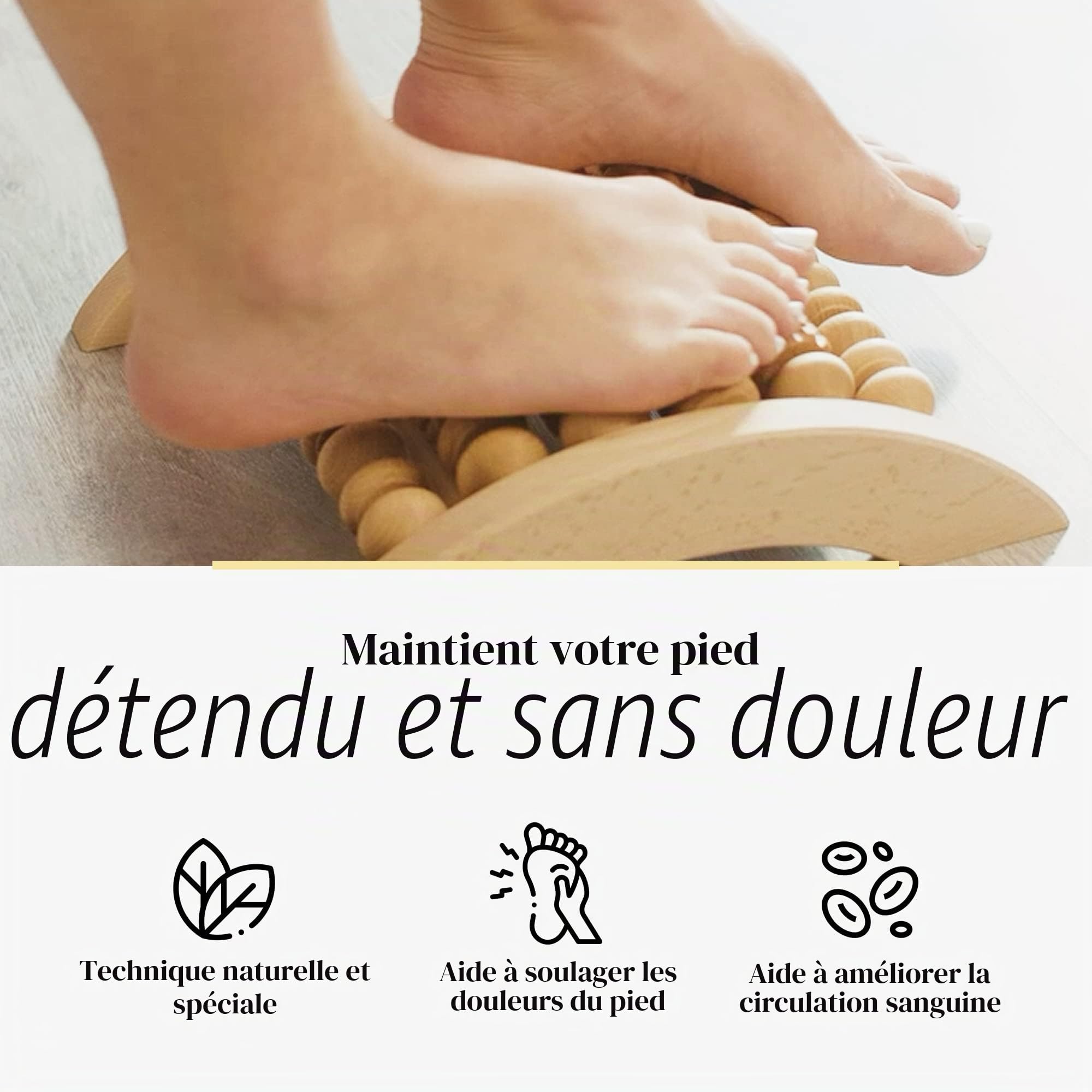 Tuuli Accessories Pied Masseur Massage Appareil Rouleau Bois Fasciite Plantaire 29x24,5 cm