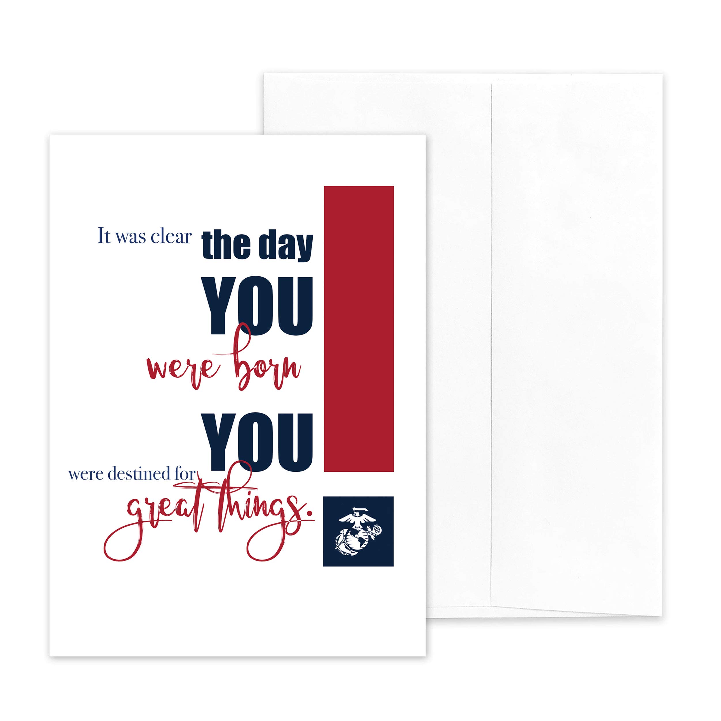 US Marine Corps - Military Appreciation Greeting Card With Envelope - 5" x 7" - Destined For Great Things