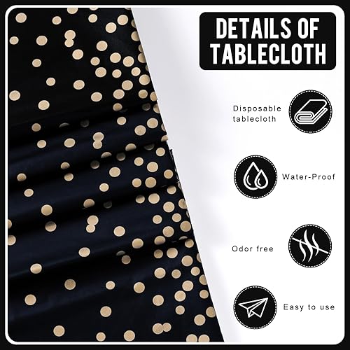 Miniatura 7 de Paquete de 6 manteles de plástico desechables de alta calidad de 54 x 108 pulgadas, manteles de plástico para fiestas, manteles desechables para