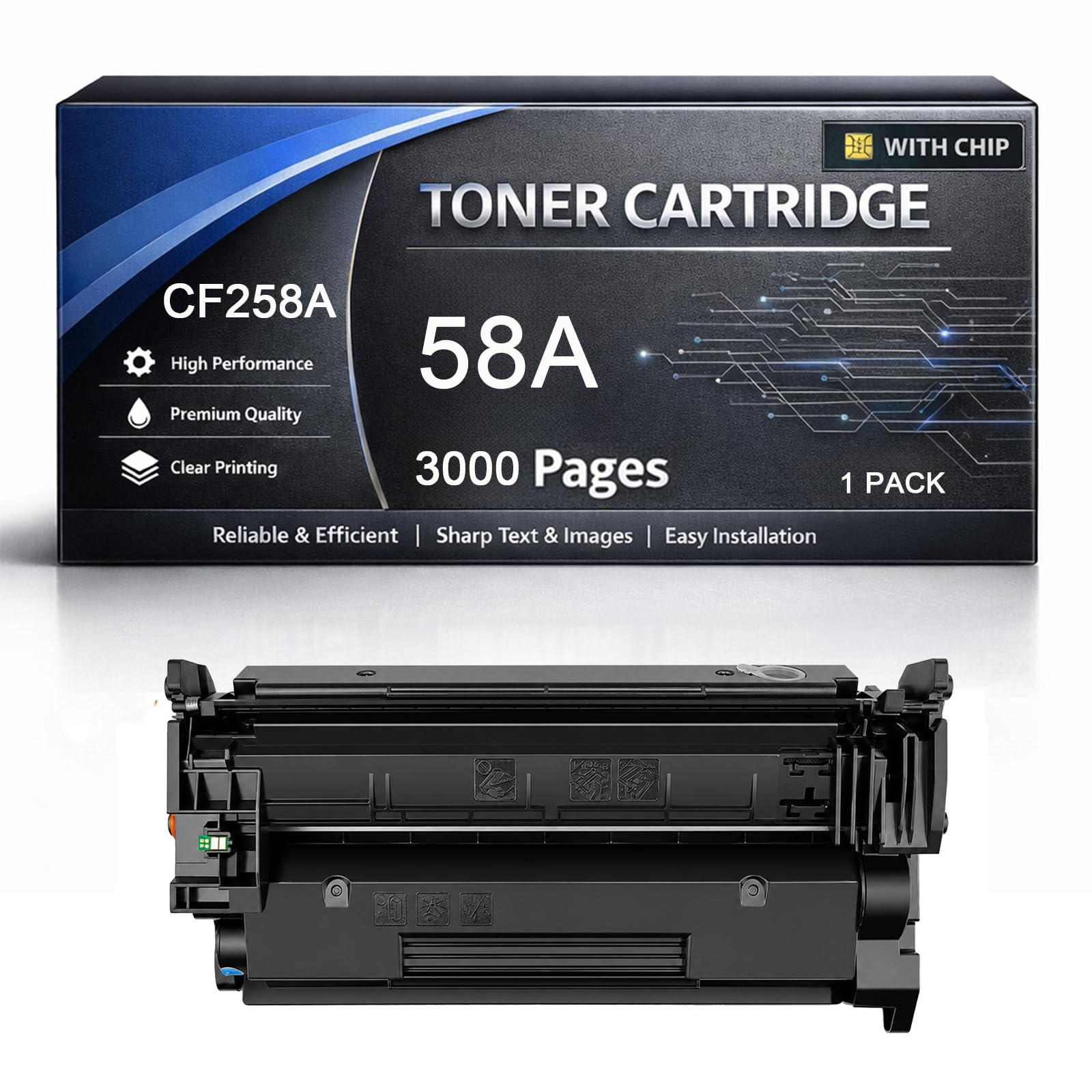 Cartucho de tóner 58A Compatible con el tóner HP CF258A para Trabajar con impresoras LaserJet Pro MFP M428dw M428fdn M428fdw M404dw M404dn M404n ,Black-1pack