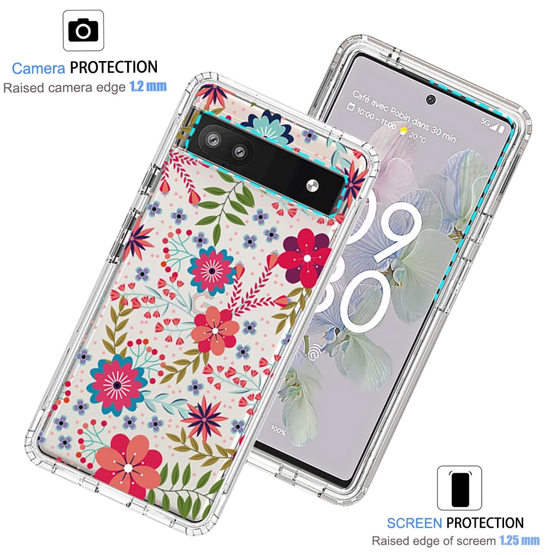 Gufuwo Coque Pour Pixel 6A Avec Verre Trempé Inclus - Protection Intégrale Antichoc Transparente