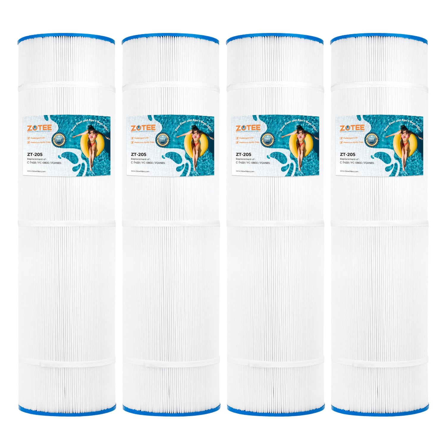 ZOTEE Pool Filter Cartridge Compatible with Jandy CL340, CV340, R0554500, PJAN85, Unicel C-7459, Filbur FC-0800, 4 Pack