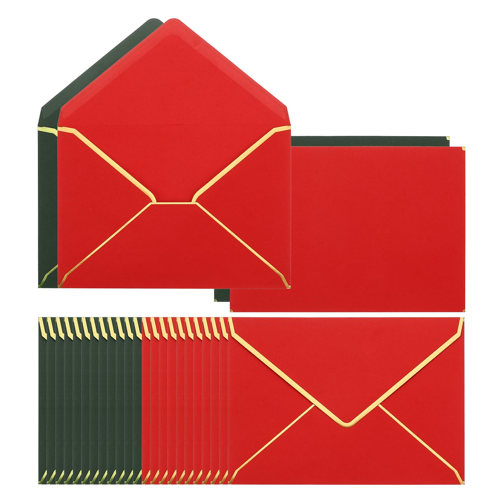 PATIKIL 100 Pack A7 Christmas Envelopes with Gold Border Envelopes for A7 Cards V Flap Envelopes for Office Wedding Gift Cards Invitations
