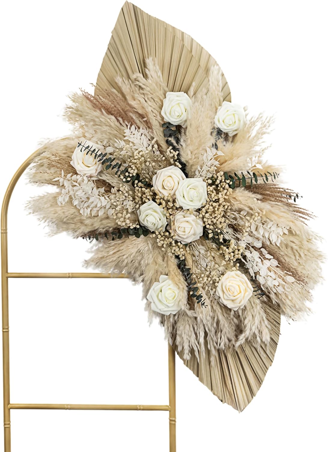 Boho Pampas Grass & Eucalyptus Arrangement – Handmade Dried Floral Bouquet for Home Decor, Wedding Centerpieces, and Rustic Events