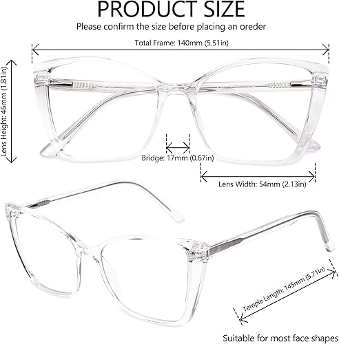 Miniatura 4 de JFXQDR Paquete de 2 lentes de bloqueo de luz azul de gran tamaño para mujer, diseño de ojo de gato, para computadora, juegos, pantalla antirreflejos