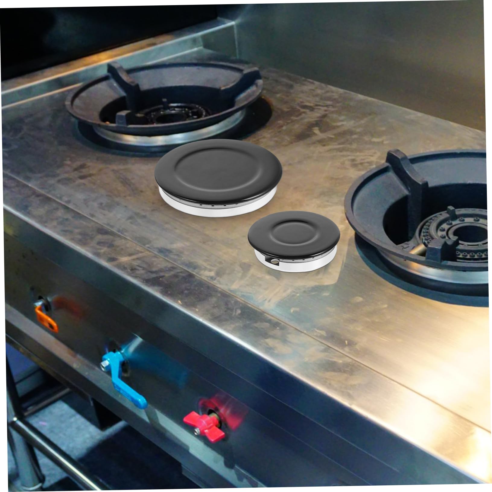 SHINEOFI Cubiertas para Quemadores de Estufa de Gas Negro Diseño Multifuncional y Múltiples Quemadores de Aluminio y Hierro para Cocina Segura