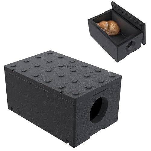 QLS Casa aislada para Gatos de poliestireno 60 x 40 cm Negra