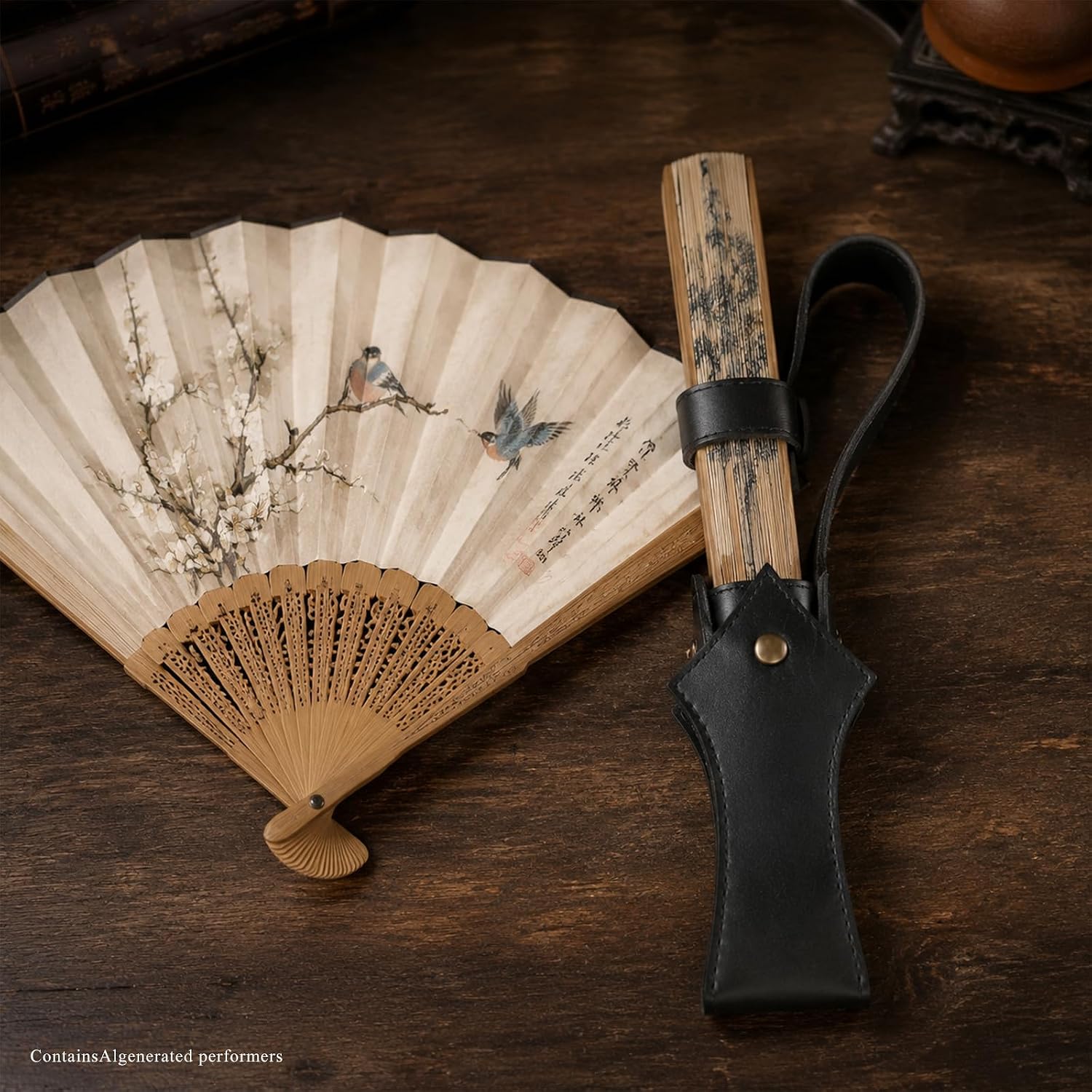 1 PCS PU Leather Fan Holster Belt Holder Renaissance Dance Accessories