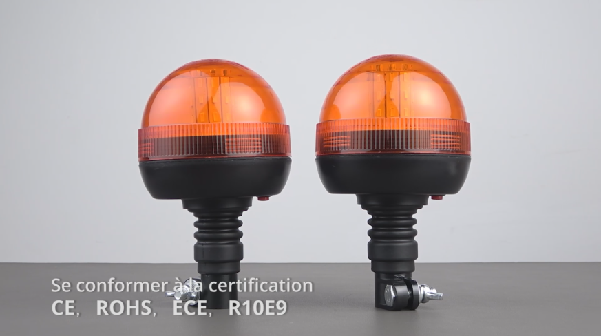 2 Gyrophares LED Ambre 12V/24V – 3 Modes (rotation, Stroboscope, Flash) | Homologation R10 E9, étanche | Pour Camion, Tracteur, Véhicule D’urgence - 6