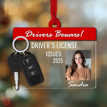 Personalized New Driver Ornament 2025 Custom Acrylic Keepsake with Photo, Name & Year Drivers License Christmas Ornament Funny New Driver Christmas Ornament for Teens Driving Ornament Gift