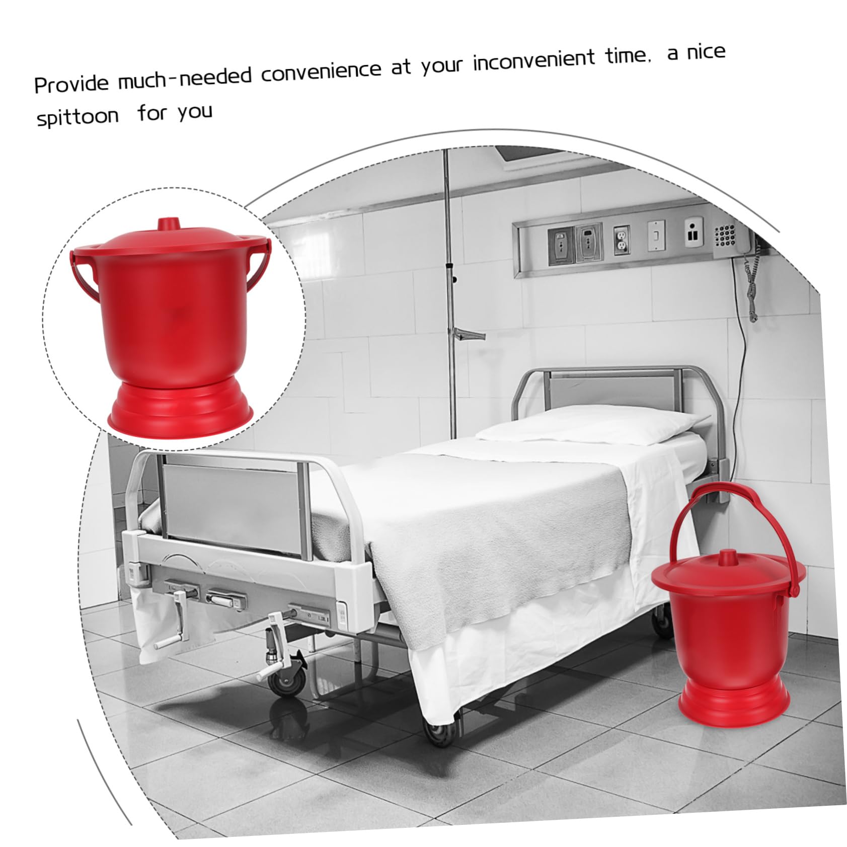 Mikinona Balde Portátil para Adultos con Tapa Orinal de Casa para Escupidera con Diseño Antideslizante y Limpieza para Situaciones Incómodas