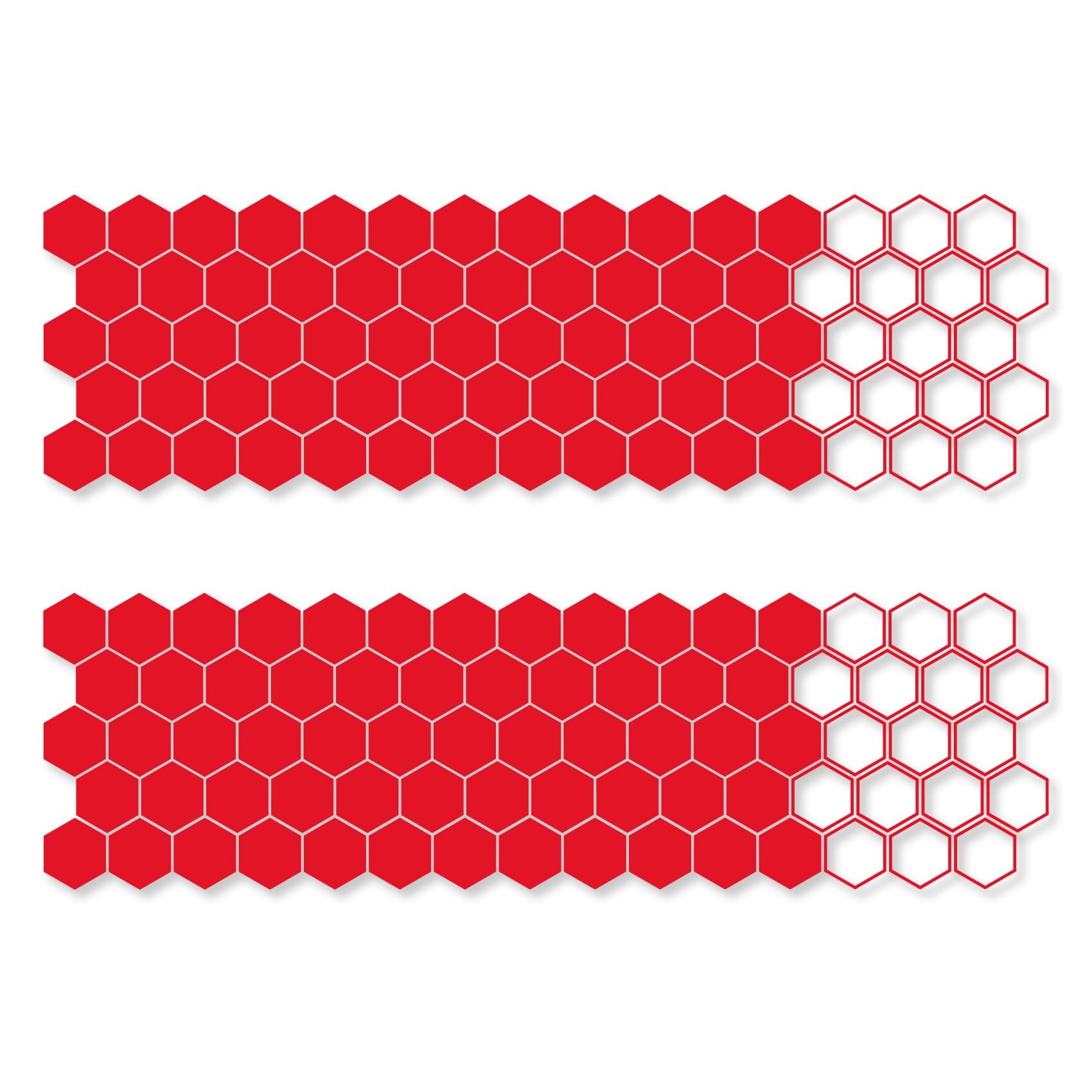 Finest Folia - Set di 2 adesivi XXL per auto da 200x60 cm ciascuno, moto, autobus, accessori per veicoli, decorazione a nido d'ape, design a linee, pellicola di tuning KX078 (05 Rosso carminio)