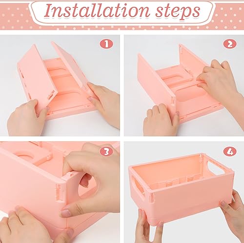 Miniatura 3 de Sondeng Cajas plegables de plástico para almacenamiento, organizadores de escritorio y almacenamiento, cesta de almacenamiento apilable, bonita
