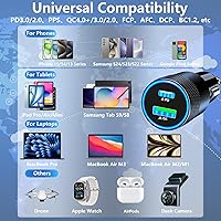 Vista 7 de [Apple MFi Certified] iPhone Fast Car Charger, Rombica 52.5W USB-C PD&QC3.0 Car Power Cigarette Lighter USB Charger Adapter with 2Pack Lightning