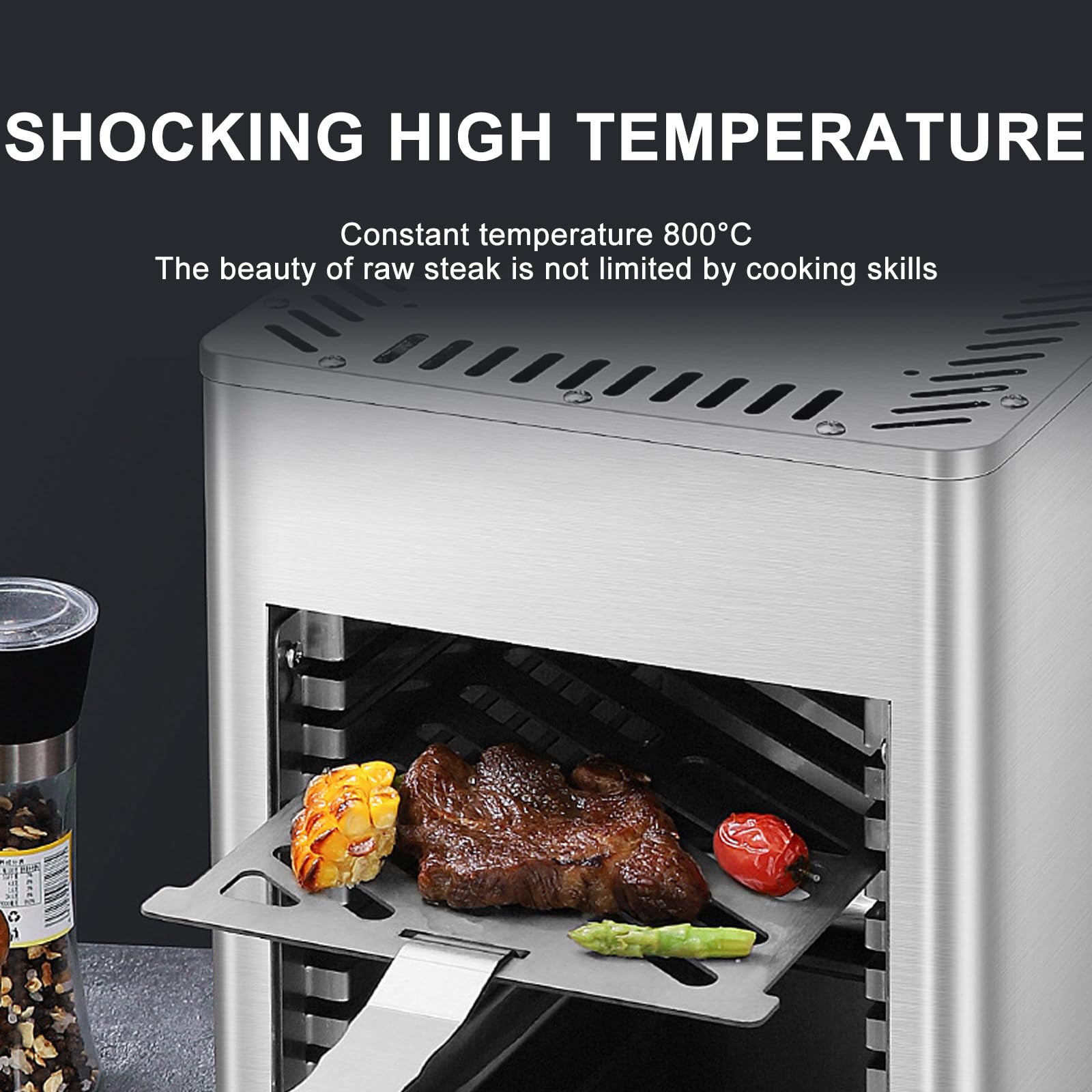 Forno Grill Multistrato Commerciale, Grill Elettrico per bistecche da 1700 W e 3400 W, Grill Elettrico per bistecche da Interno, Temperatura Regolabile, per Carne di Manzo, Verdure