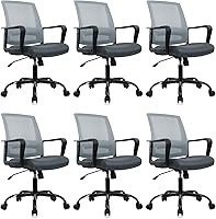 Vista 21 de CLATINA Silla de oficina, ergonómicas de respaldo medio, silla de computadora de malla rodante con soporte lumbar ejecutivo y diseño de altura Negro