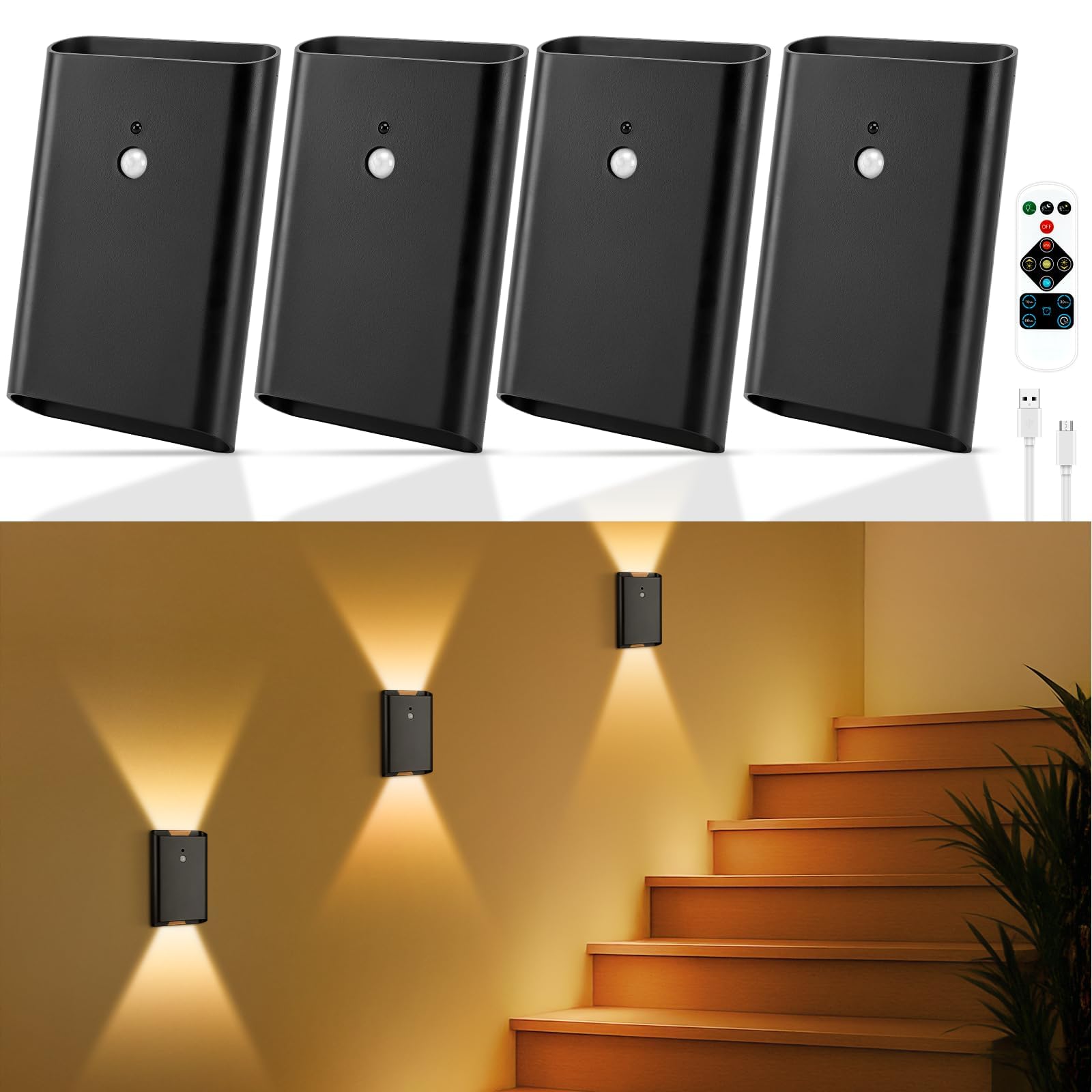 Toowell 5000mAh Rechargeable Wall Lights Rechargeable No Drilling,1 Pack
