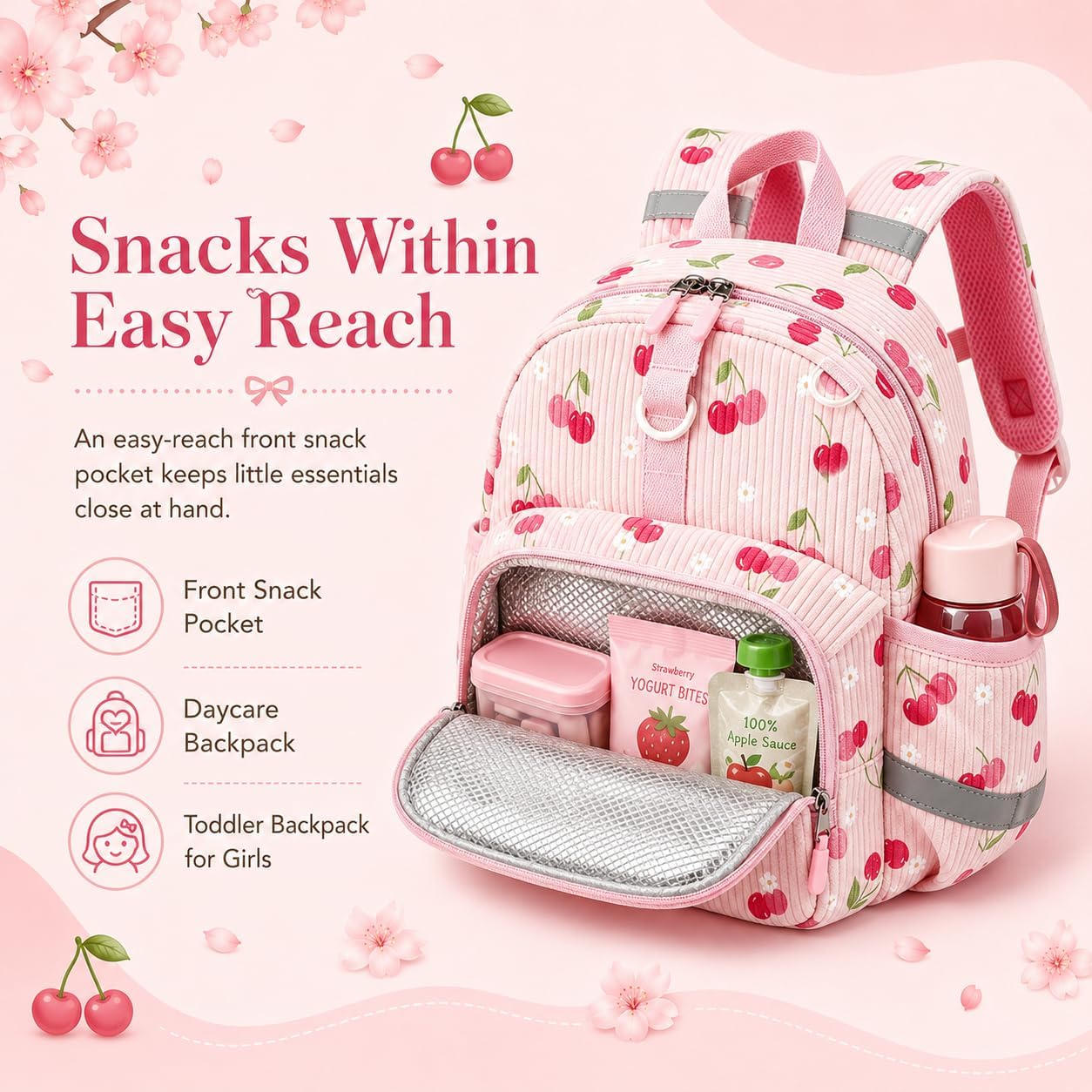 LOIDOU Kids Backpack for Girls, 12 Inch Mini Bookbag with Insulated Pocket image 2