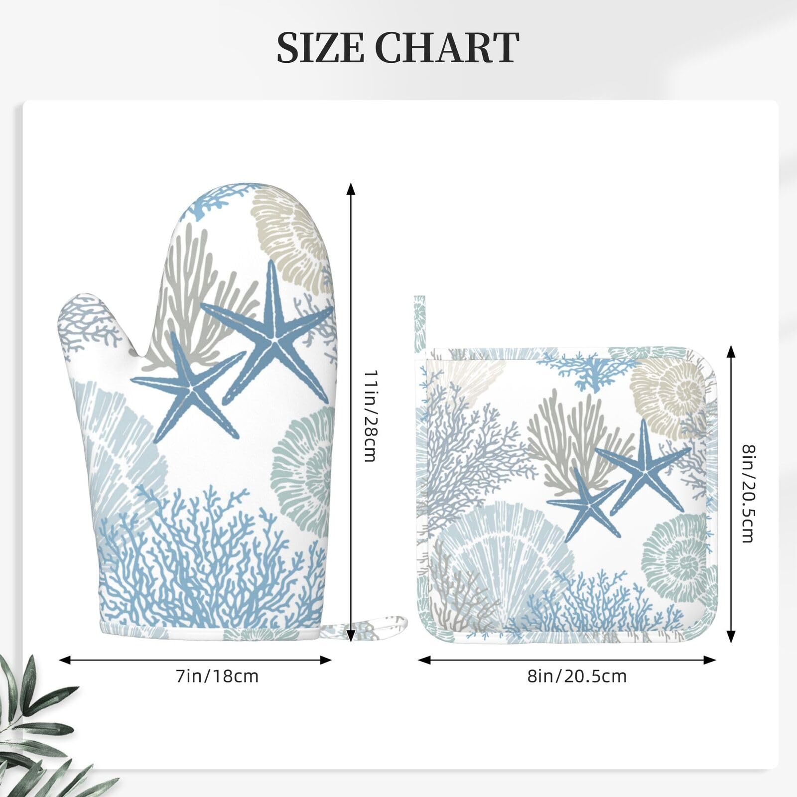 Morskie muszle rozgwiazda koralowe przybrzeżne rękawice kuchenne i zestawy uchwytów na garnki, silikonowe antypoślizgowe rękawice kuchenne, uchwyty na garnki, odporne na wysokie temperatury, do