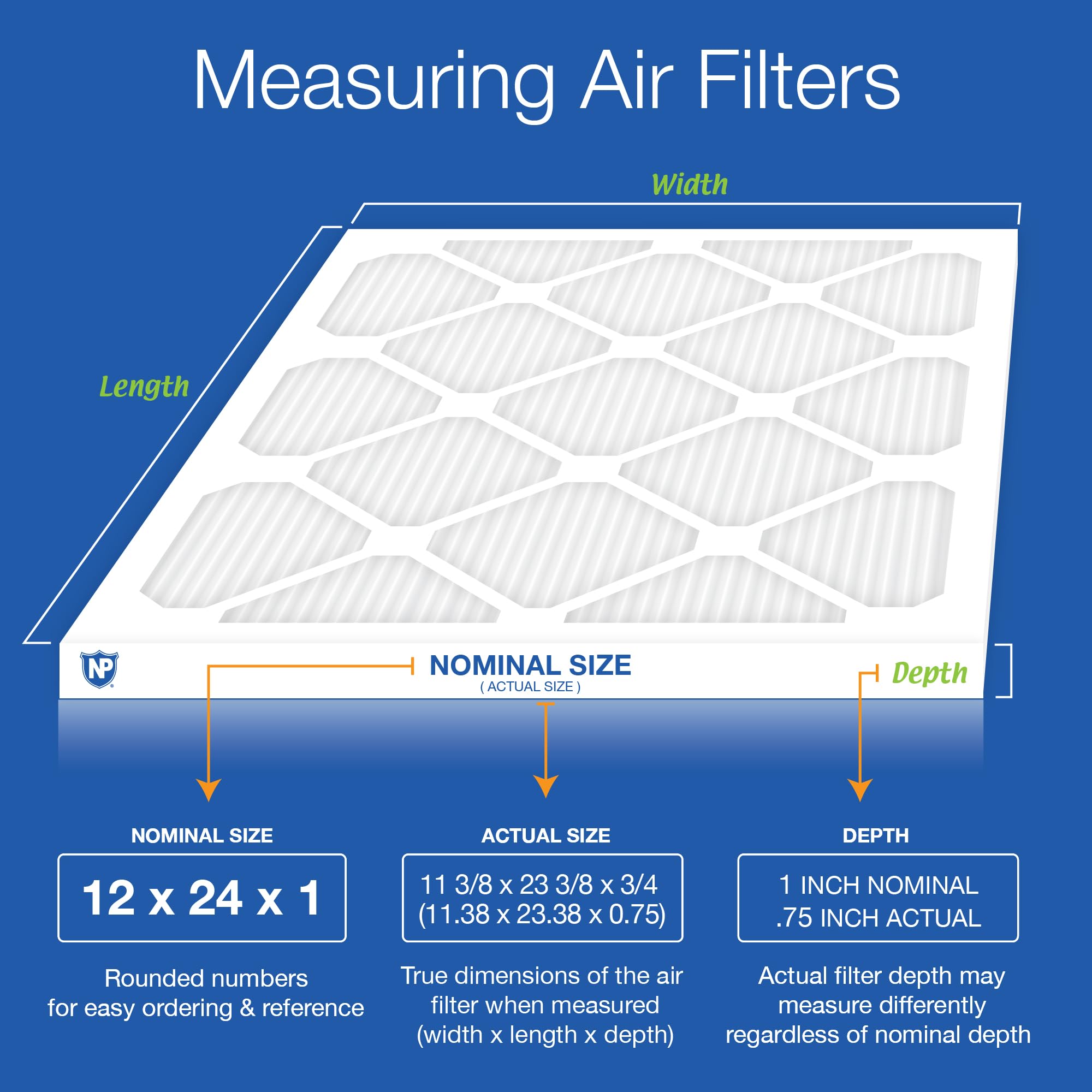 Nordic Pure Lot de 2 filtres à air Tru Mini plissés MERV 13 AC pour four 12 x 24 x 1 (11 3/8 x 23 3/8 x 3/4) – 2,5 fois plus de médias pour une filtration plus durable et à haute efficacité