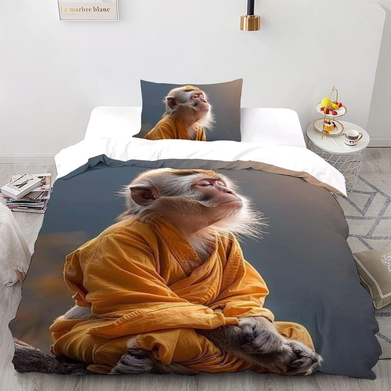 Parure de lit animaux pour fille avec housse de couette microfibre et taie d'oreiller