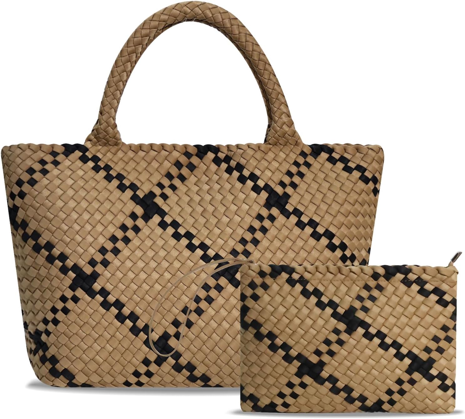 Large Woven Bag for Women, Neoprene Tote Bag, Shopper Bag, Travel Braided Handbags, Beach Shoulder Bag and Purses Large Woven Bag for Women, Neoprene Tote Bag, Shopper Bag, Travel Braided Handbags, Beach Shoulder Bag and Purses
