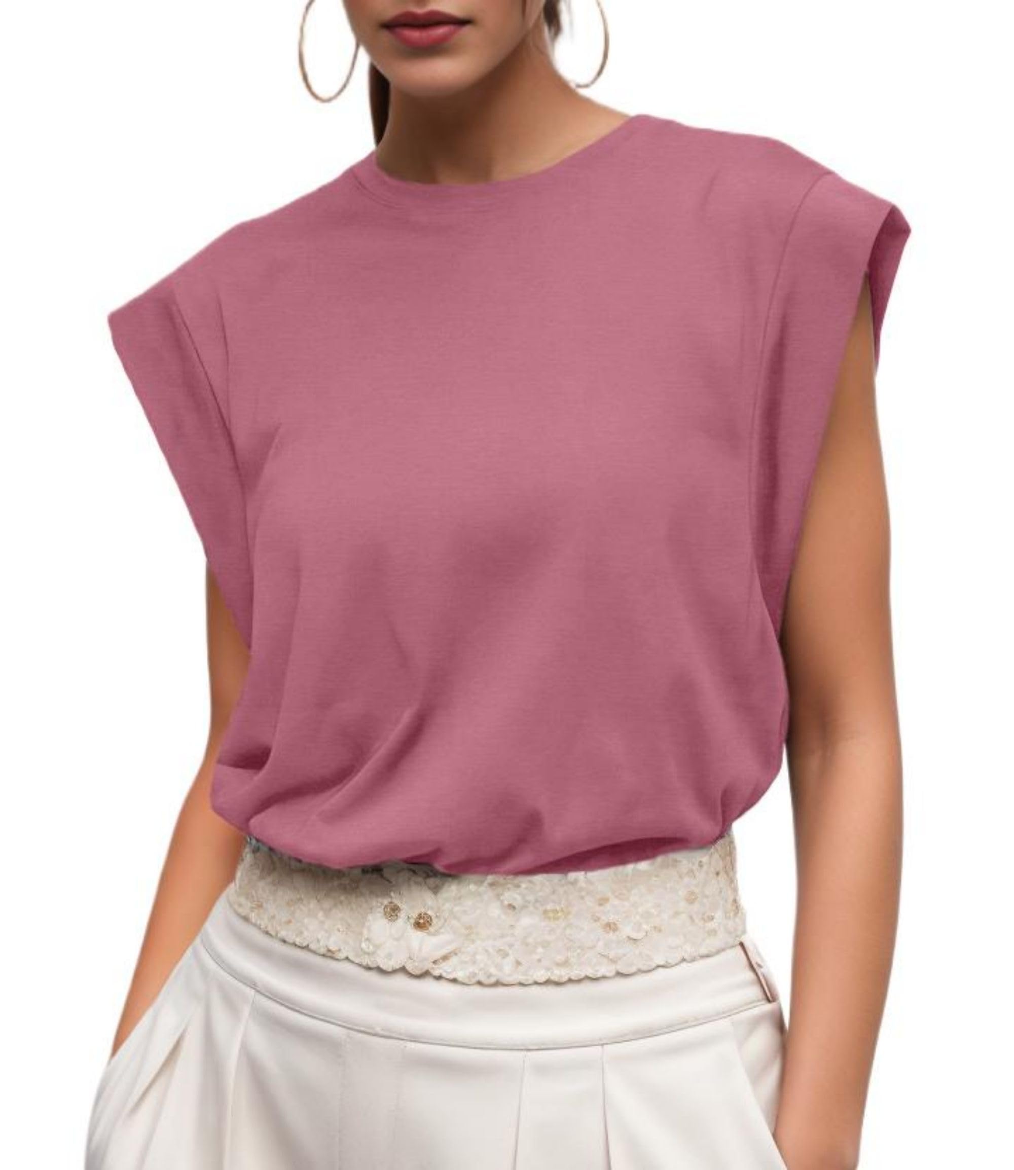 GRECERELLE T-shirt dames zomer losse mouwloze losse blouse casual ronde hals bovenstuk casual T-shirt dames tops, zwart, S