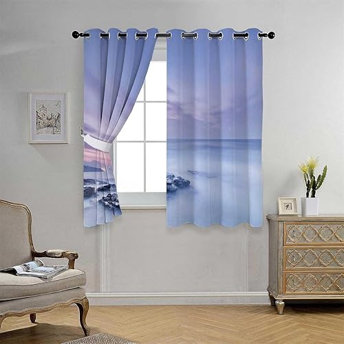 Cortinas para Sala Elegantes Modernas - Cortinas para armario con diseño de mar y cielo, para dormitorio, armario, puerta, pared, 72 pulgadas de