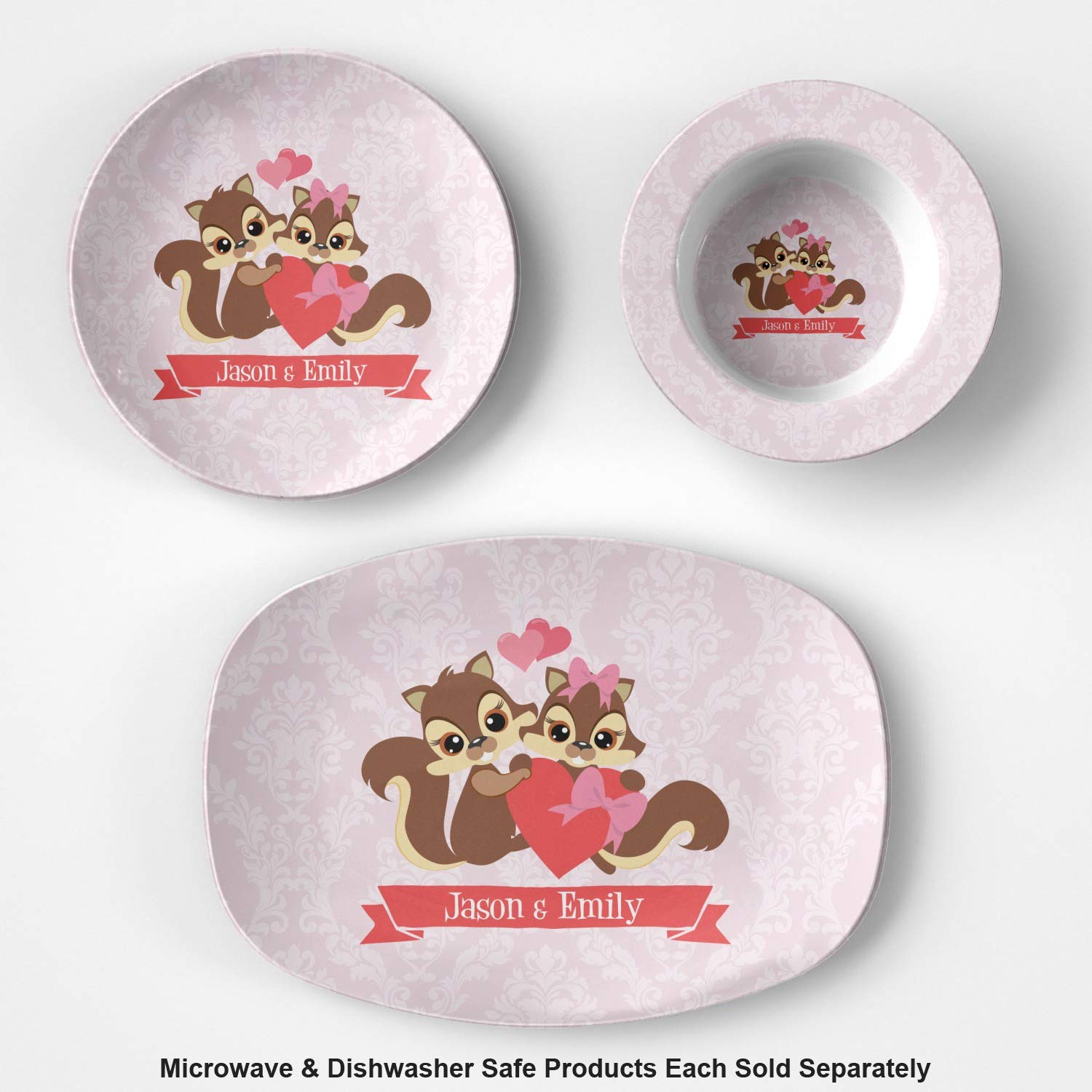 Personalized Chipmunk Couple Plastic Bowl - Microwave Safe - Composite Polymer