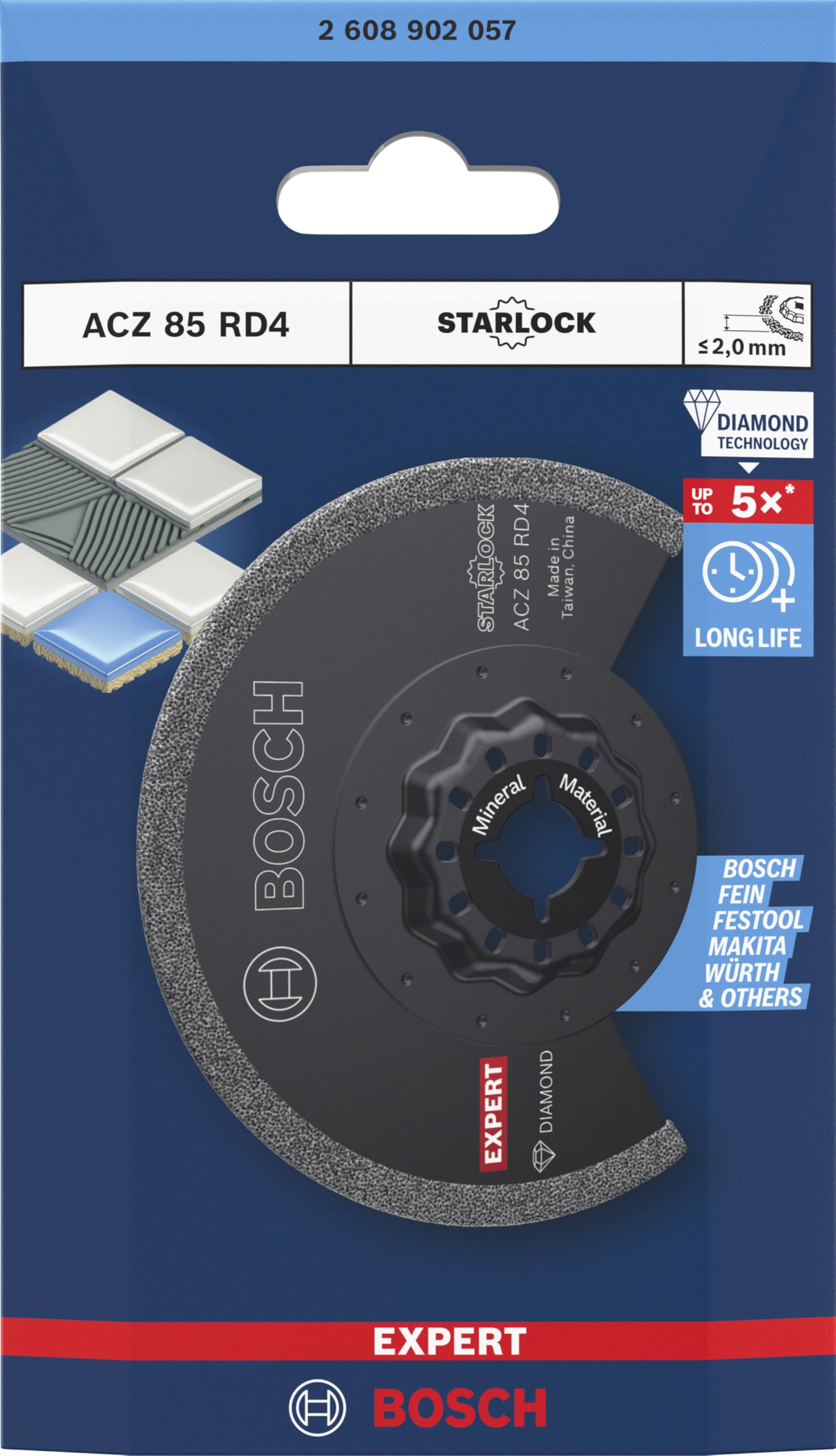 Bosch 1x Brzeszczot do fug EXPERT ACZ 85 RD4 (do Moździerz, Miękkie płytki ceramiczne, Ø 85 mm, Professional Akcesoria Narzędzie wielofunkcyjne)