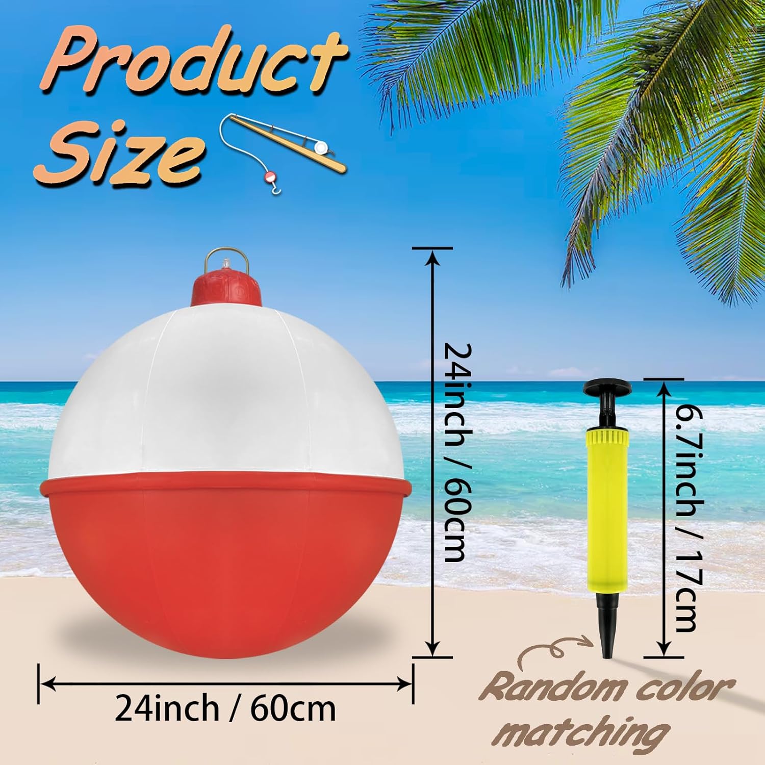24 Inches Inflatable Fishing Bobbers Floats Outdoor Red and White Fishing Birthday Decorations Hanging Lanterns for Fishermen Theme Party Decoration Supplies,Swimming Pool Decorations