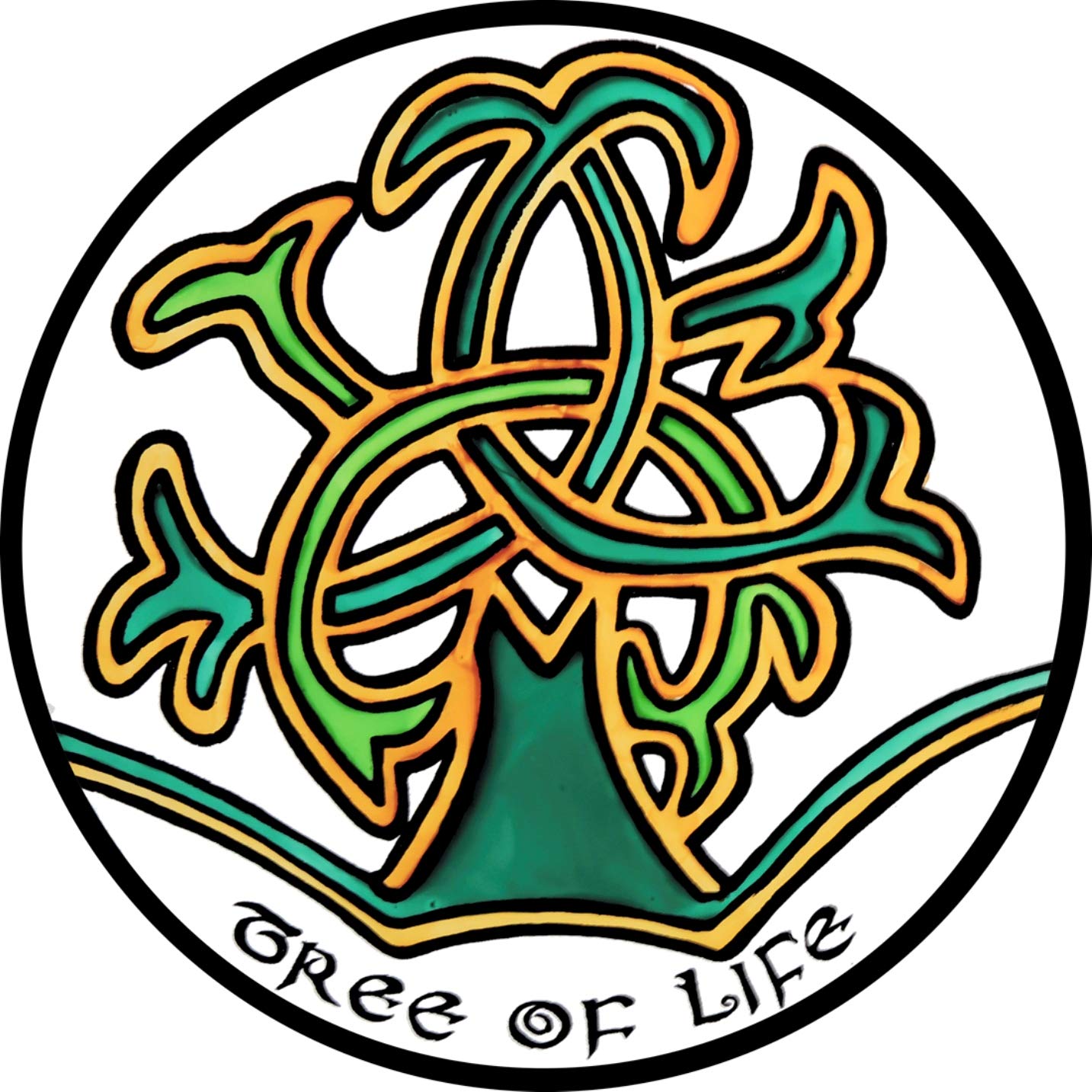 Winged Heart Green Static Window Cling In A Tree Of Life Design
