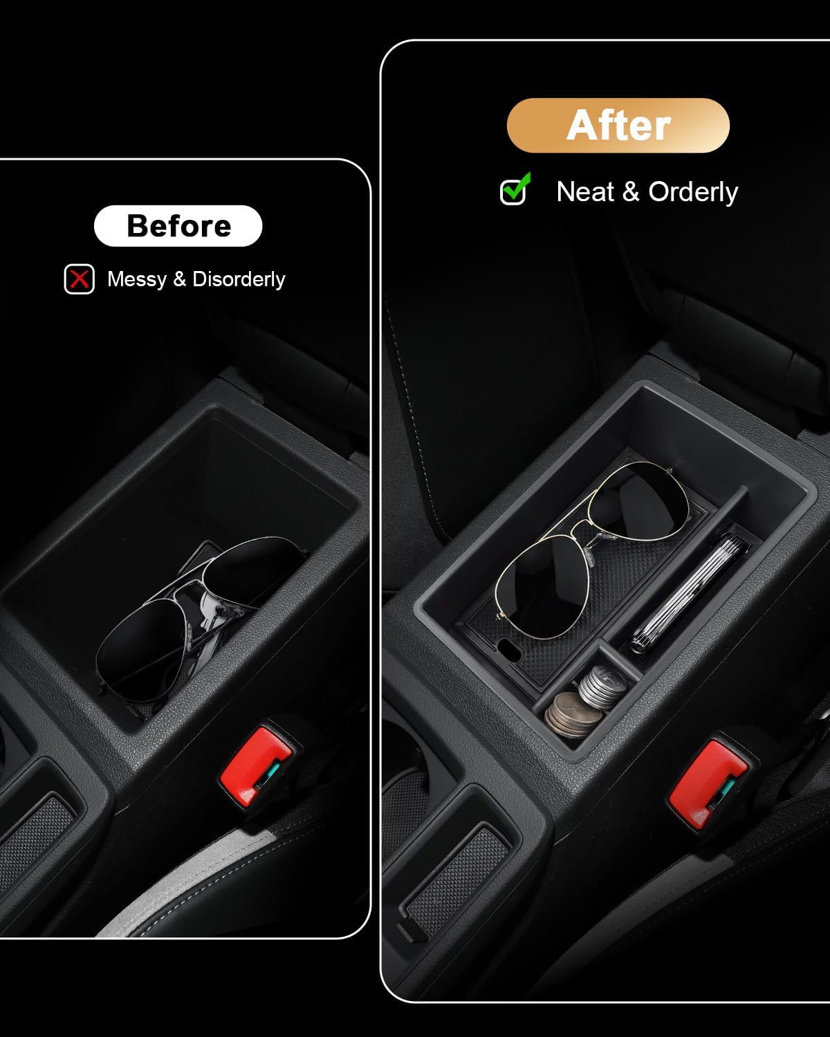 ECOZEN Center Console Organizer For 2019-2025 Audi Q3 F3 - Armrest Box Storage Tray Compatible with 2019-2025 Audi Q3 Accessories Armrest Organizer ABS image 3
