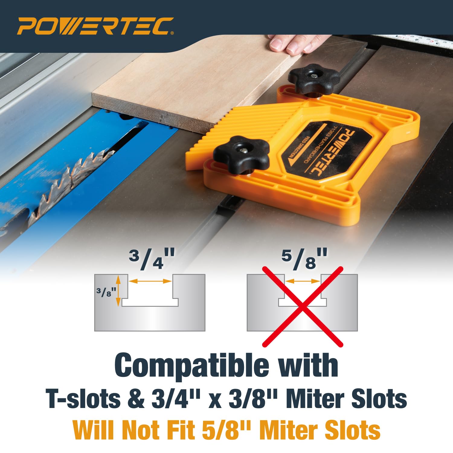 POWERTEC Universal Tande Featherboards For Table Saw, Router Table