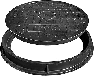 20in Round Manhole Covers and Frame,18in Clear Opening Fiberglass Replacement Solid Top Cover,Septic Tank