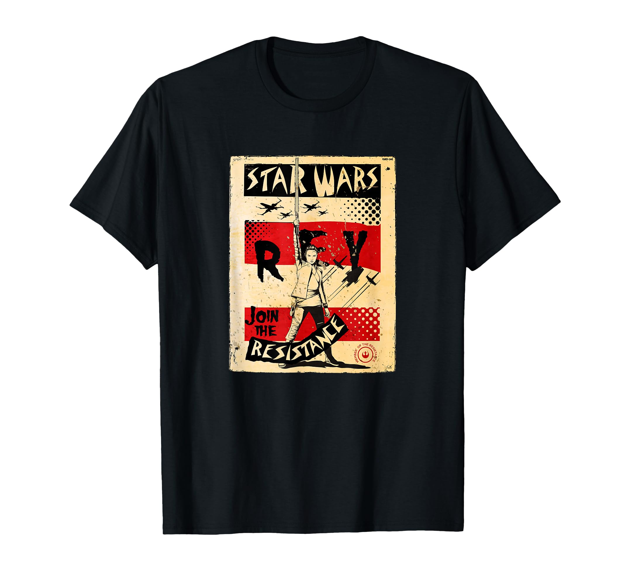 Star Wars Last Jedi Rey Vintage Propaganda T-Shirt, Black
