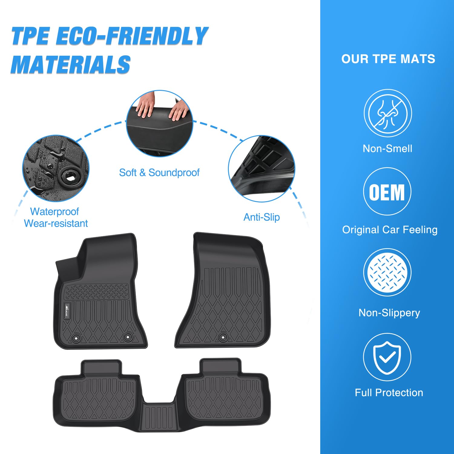 Nilight TPE Floor Mats for Dodge Charger RWD 2011-2023 Chrysler 300 RWD 2011 2012 2013 2014 2015 2016 — view 3