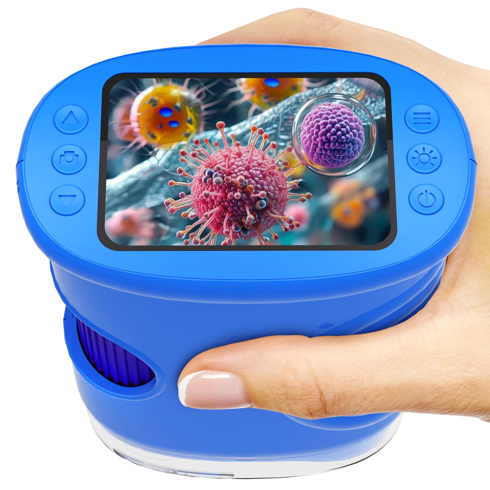 Kids Microscope: 1000X&1080P&2.0''IPS Handheld Microscope Pocket for Kids - Photo Video Mini Portable Miniscope - Science Edu Toys Ideas Gifts for Boys Girls Ages 3+(Blue)
