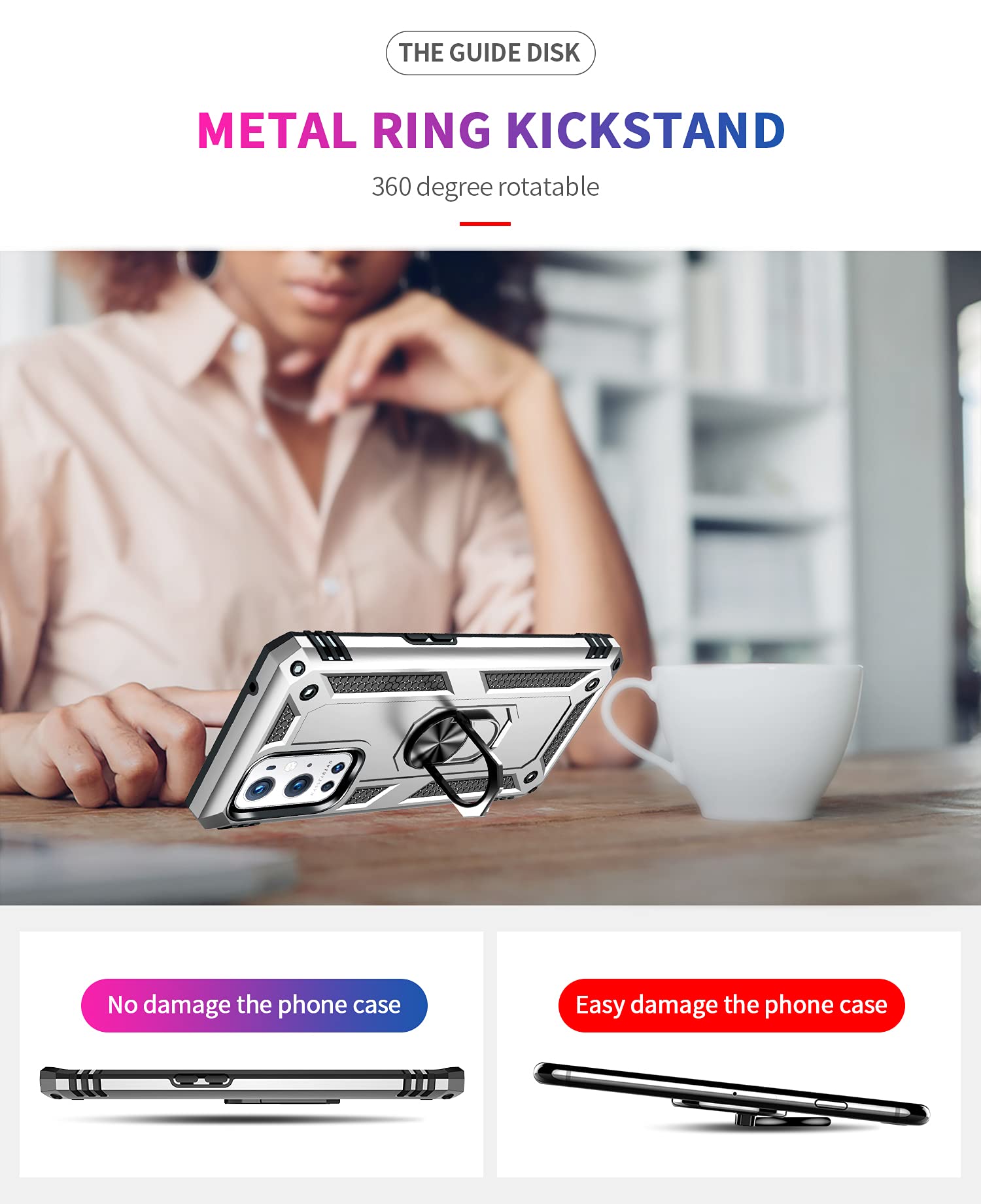 Cover Trasparente Viola/blu Per OnePlus 9 Pro - XINNI, Sottile In TPU, Antigraffio, Compatibile Ricarica Wireless - 4