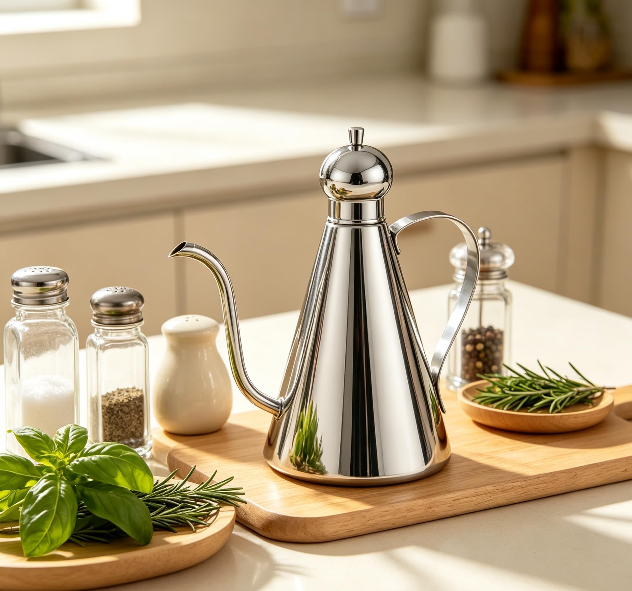 Pot à huile d'olive - Distributeur de vinaigre en acier inoxydable - 500 ml