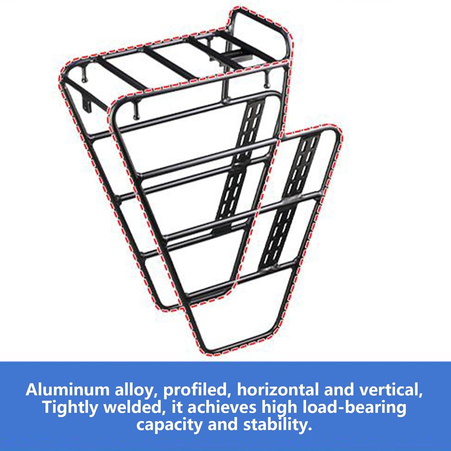 Bike Cargo Rack Stand, Pannier Road Cycling Equipment, Bike Front Pannier Rack Holder, Durable Bicycle Storage, Picnic Basket Garage Scooter Electric, Adult Commuter Cycling