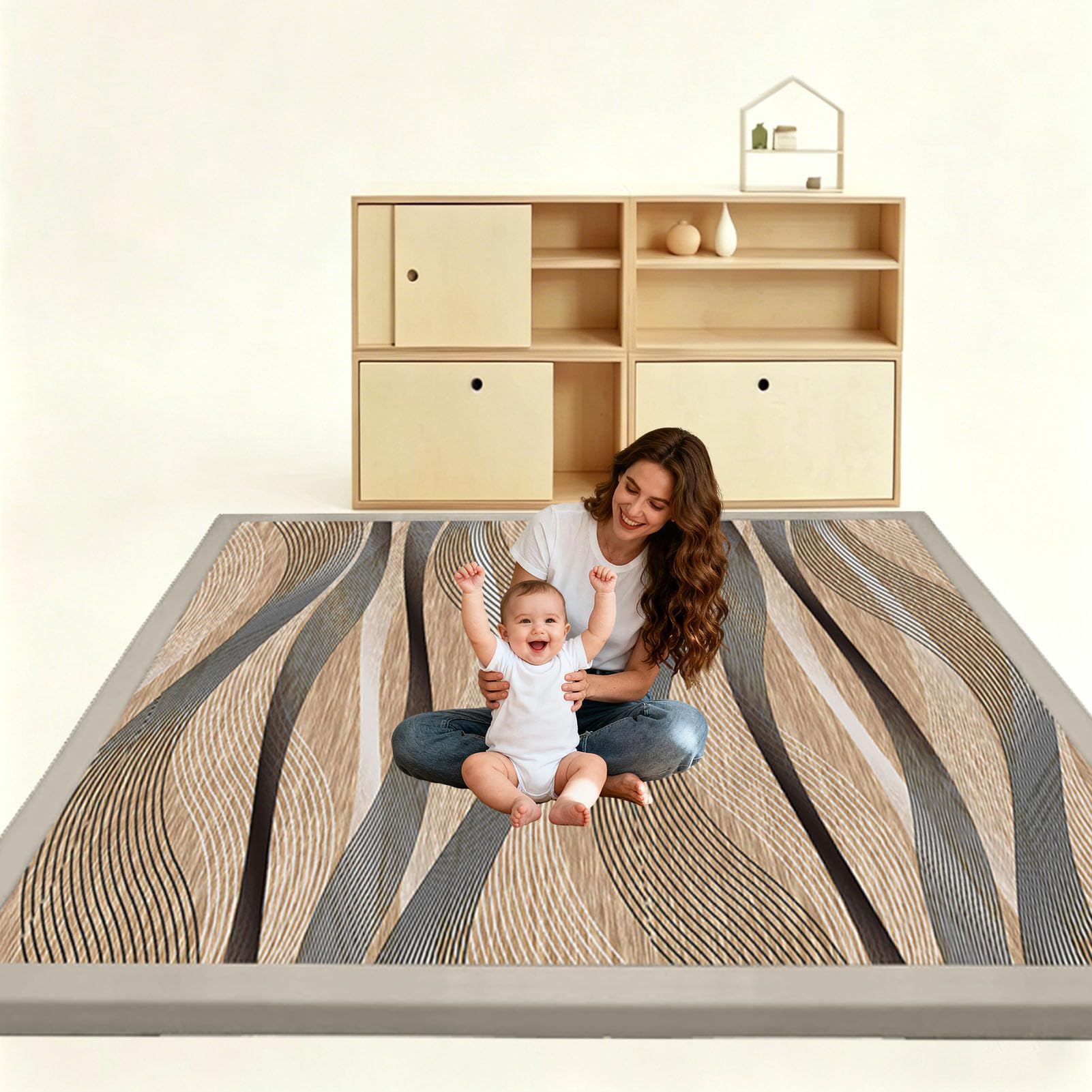 Alfombra Bebé 120 x 160 cm Alfombra de Juego para Bebé Grosor 2cm para Juegos de Bebé Gimnasio y Actividades Infantiles para salón, habitación Infantil y Dormitorio