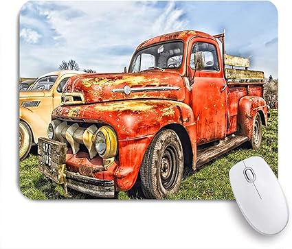 Amazon Niesikklaマウスパッド 国の赤いレトロなスタイルの車ビンテージファームハウスの素朴なピックアップトラック ゲーミング オフィス最適 おしゃれ 防水 耐久性が良い 滑り止めゴム底 ゲーミングなど適用 用ノートブックコンピュータマウスマット Niesikkla