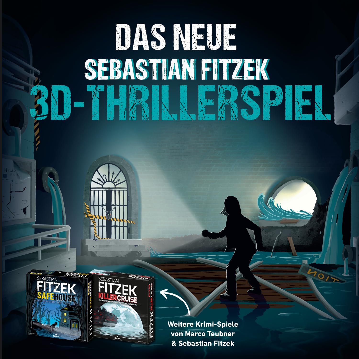 moses 90179 - Ebastian Sebastian Underground - Jeu de Thriller 3D - Auteur - Jeu de société coopératif de Marco Teubner - avec atmosphère Fitzek-Thriller - Noir