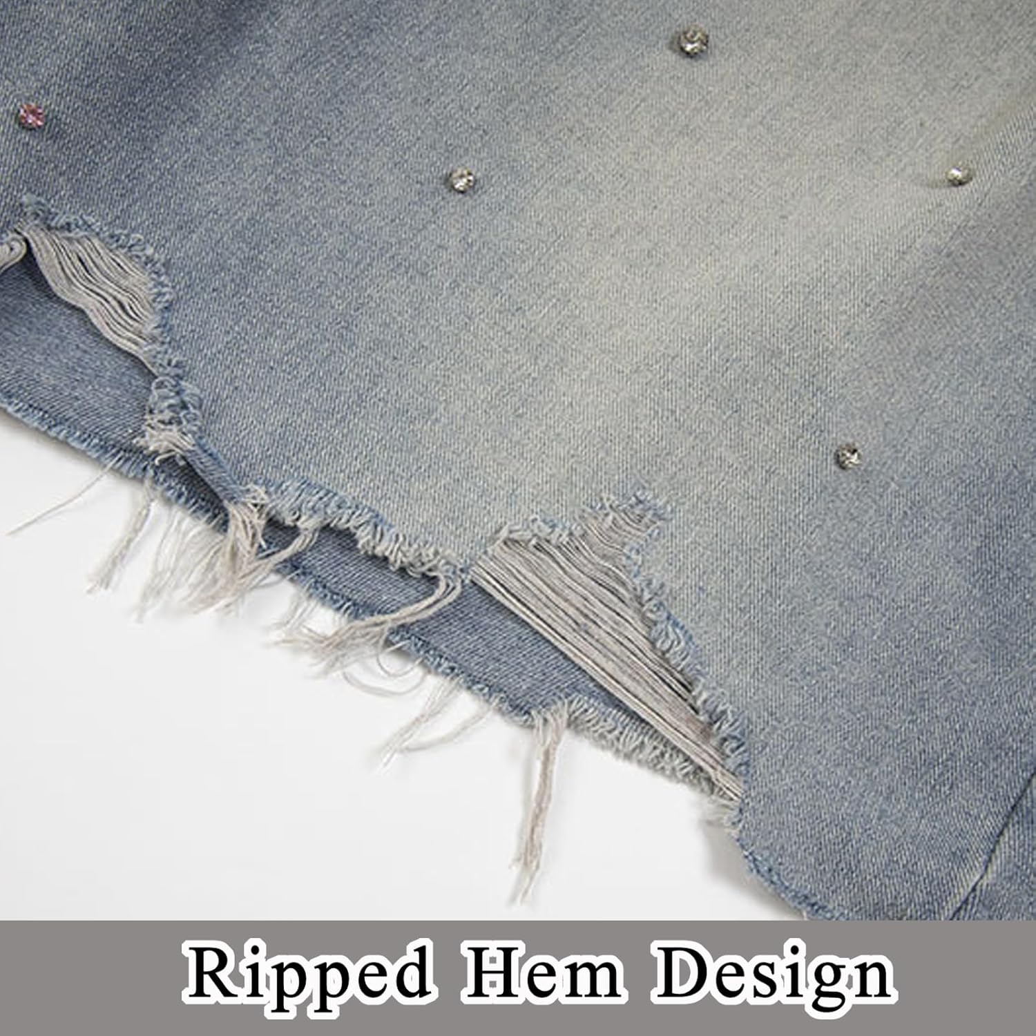 Women Rhinestone Baggy Shorts Mens Wide Leg Denim Jorts Vintage Jean Shorts Hip Hop Loose Fit Jorts Streetwear - Image 6