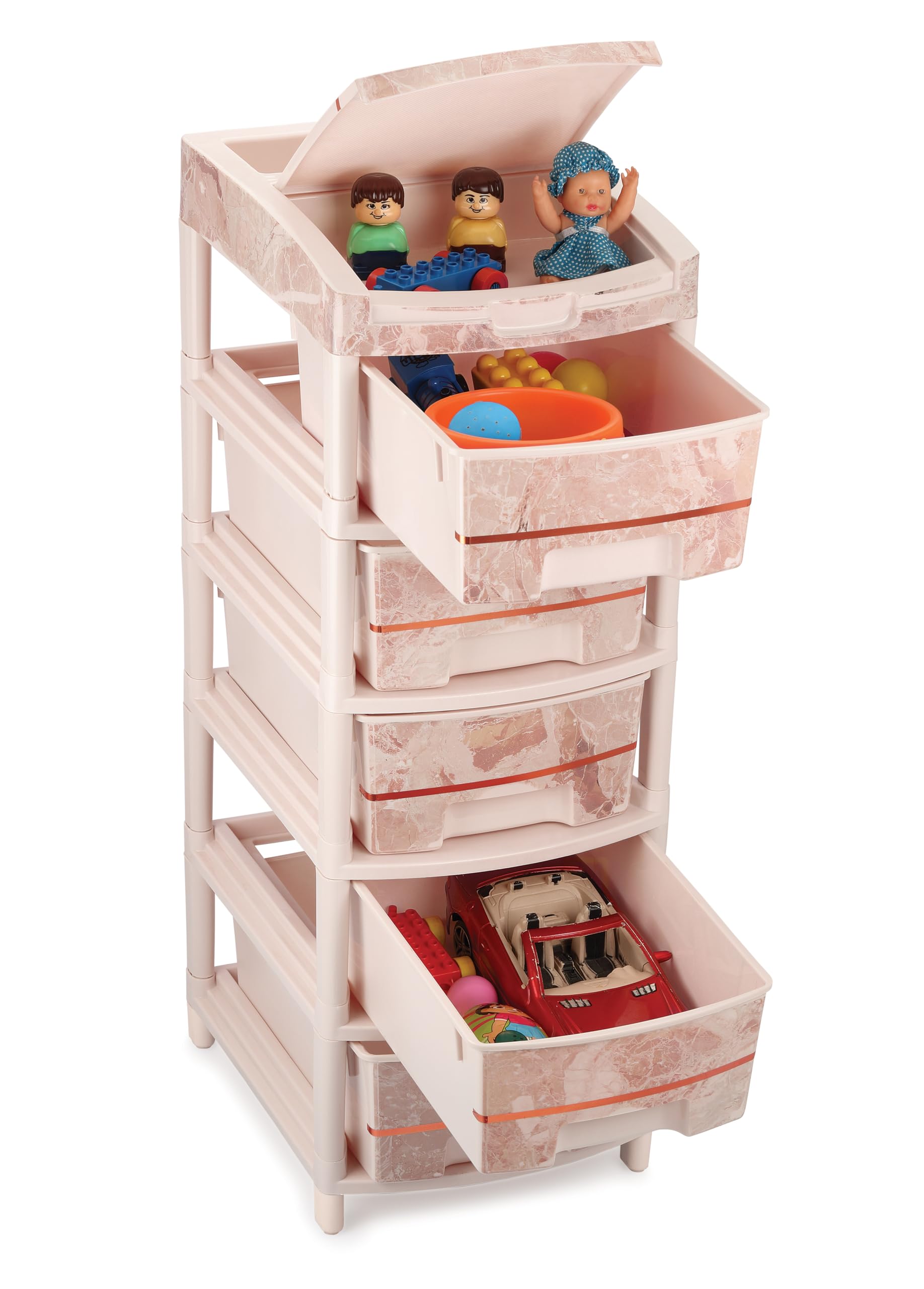 Nabhya Granite Finish Design Multipurpose 5 Layer Drawer With Extra Upper Cabinet Box Plastic Modular Chest Storage Organizer Home, Office, Parlor, School, Doctors, Home & Kids (Beige, 5_Rack_Drawer)-image-2