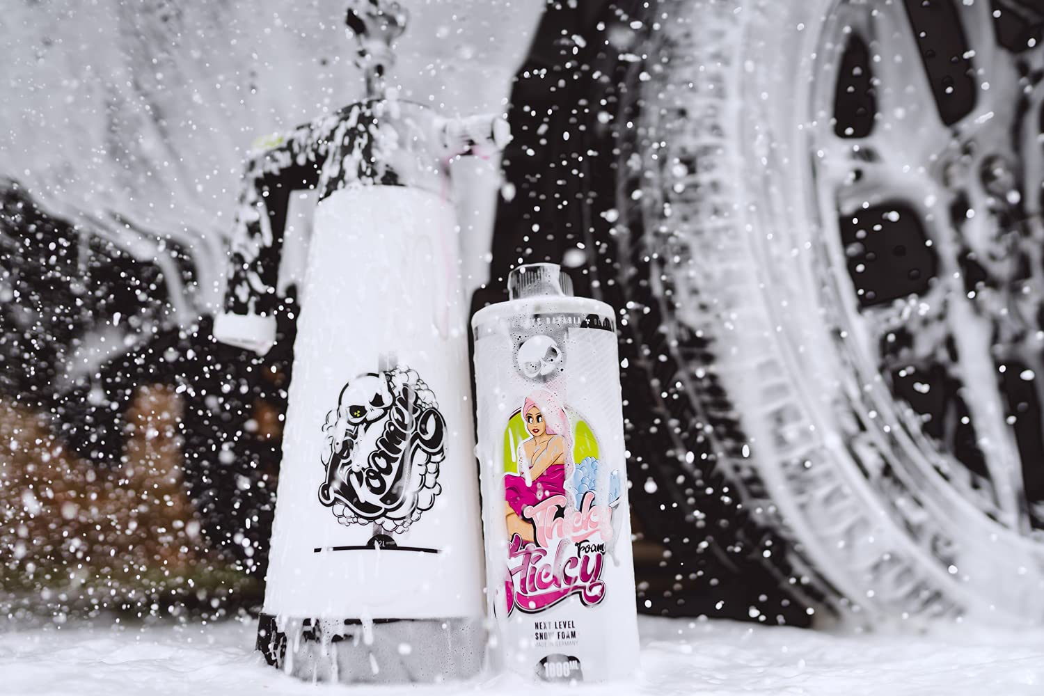 Nuke Guys Auto Wasch- und Pflegeset: Thicky Sticky Snow Foam 1L Konzentrat + Foamer - 2L Schaumsprüher, Pumpsprüher - für dicken Schaum bei der Vorwäsche, mit Shampoo kombinierbar