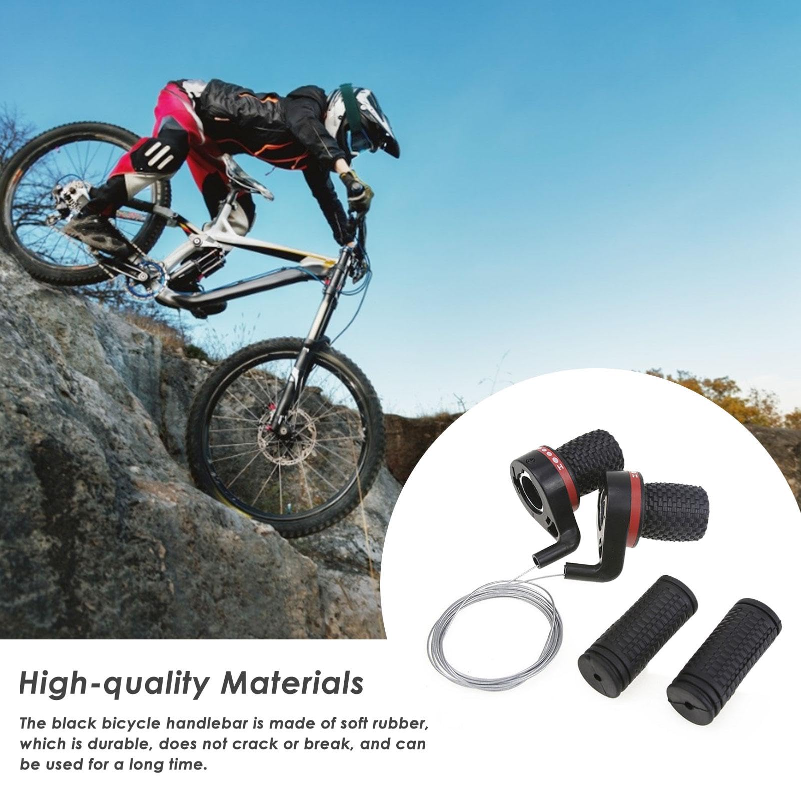 Poignées De Vitesses à Torsion Pour Vélo – 7 Vitesses, Caoutchouc Ergonomique, Diamètre 22,2 Mm – Lot Complet Avec Câbles